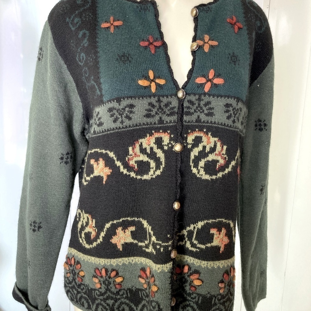 𝅺peruvian Link alpaca blend cardigan sweater Large. .